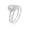 Thumbnail Image 2 of Engagement Ring 9ct White Gold Oval Double Halo Bridal Set 0.50ct Diamond Ring