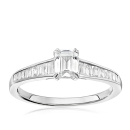 Engagement Ring Platinum Emerald Cut Solitaire 0.66ct Diamond Ring