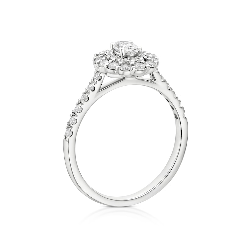 Main Image 3 of Engagement Ring Platinum Oval Cut Double Halo 0.75ct Diamond Ring
