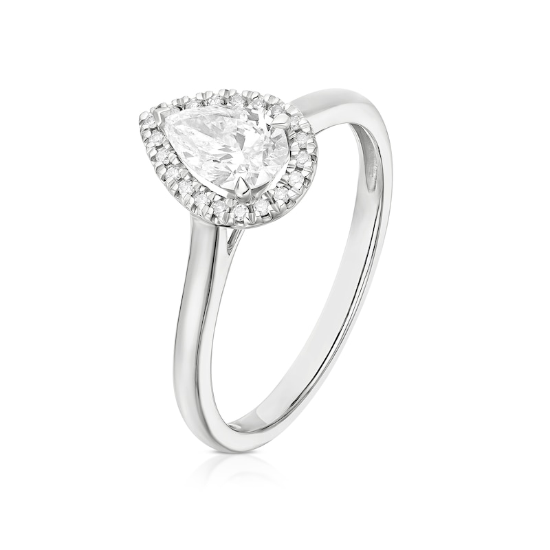 Main Image 2 of Engagement Ring Platinum Pear Cut Halo Solitaire 0.55ct Diamond Ring