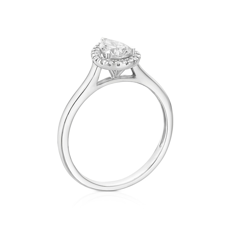 Main Image 2 of Engagement Ring Platinum Pear Cut Halo Solitaire 0.55ct Diamond Ring