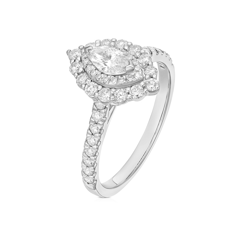 Main Image 2 of Engagement Ring Platinum Marquise Cut Double Halo 0.75ct Diamond Ring