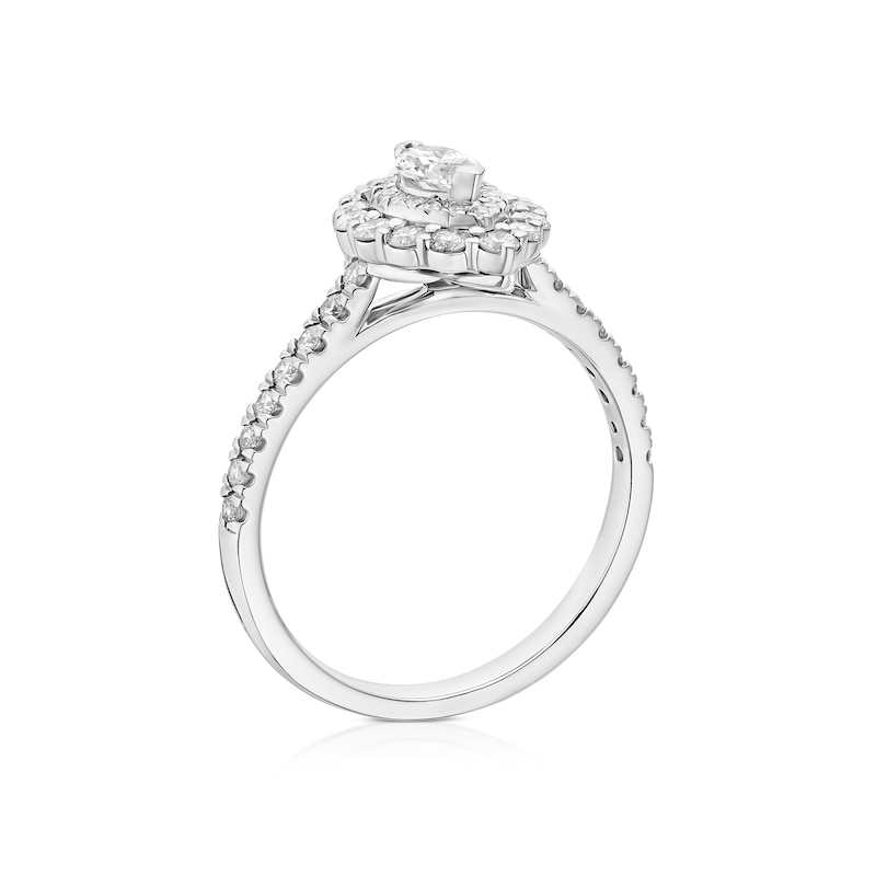 Main Image 3 of Engagement Ring Platinum Marquise Cut Double Halo 0.75ct Diamond Ring
