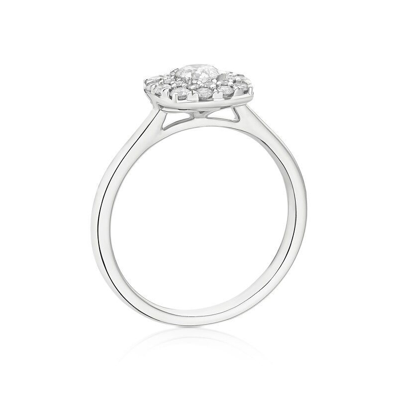 Main Image 3 of Engagement Ring 18ct White Gold Cushion Halo 0.50ct Diamond Ring