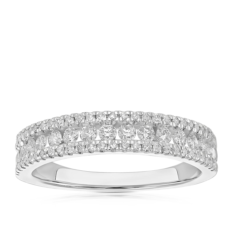 Main Image 1 of 18ct White Gold Triple Row Eternity Band 0.50ct Diamond Ring