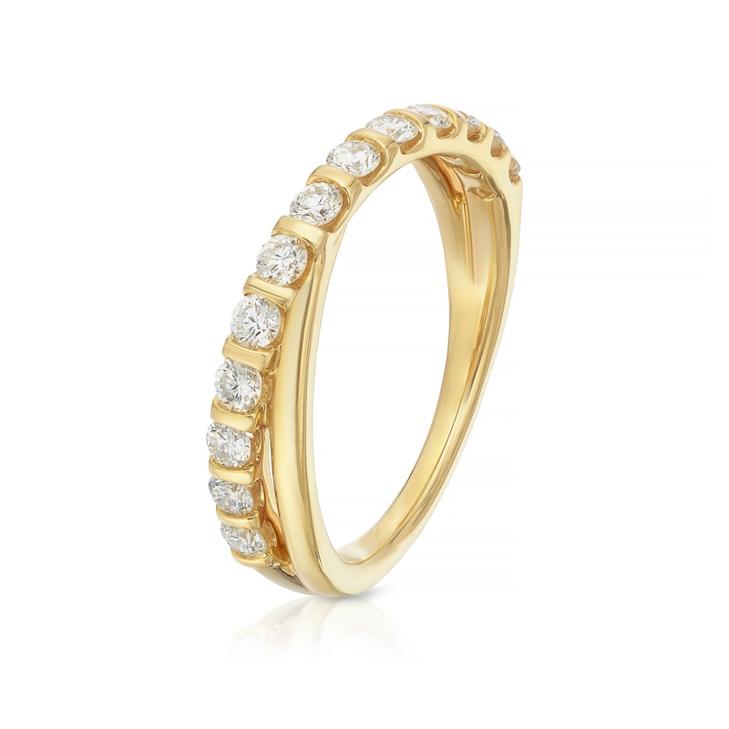 Main Image 2 of 18ct Yellow Gold Crossover Eternity Band 0.50ct Diamond Ring