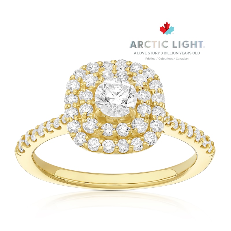 Main Image 1 of Engagement Ring Arctic Light 18ct Yellow Gold Double Halo 0.75ct Diamond Ring