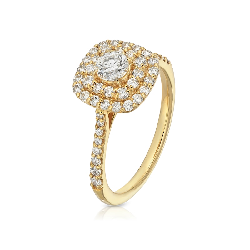 Main Image 2 of Engagement Ring Arctic Light 18ct Yellow Gold Double Halo 0.75ct Diamond Ring