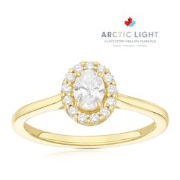 Engagement Ring Arctic Light 18ct Yellow Gold Solitaire Halo 0.40ct Diamond Ring