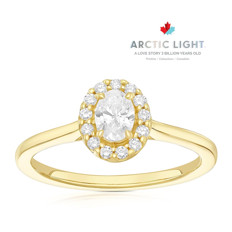 Main Image 1 of Engagement Ring Arctic Light 18ct Yellow Gold Solitaire Halo 0.40ct Diamond Ring