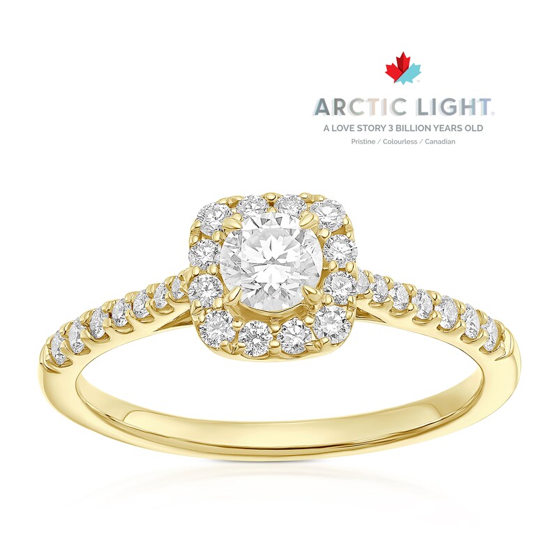 Main Image 1 of Engagement Ring Arctic Light 18ct Yellow Gold Solitaire Halo  0.50ct Diamond Ring