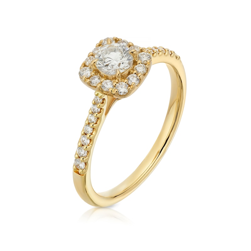 Main Image 2 of Engagement Ring Arctic Light 18ct Yellow Gold Solitaire Halo  0.50ct Diamond Ring