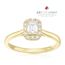 Engagement Ring Arctic Light 18ct Yellow Gold Solitaire Halo  0.40ct Diamond Ring