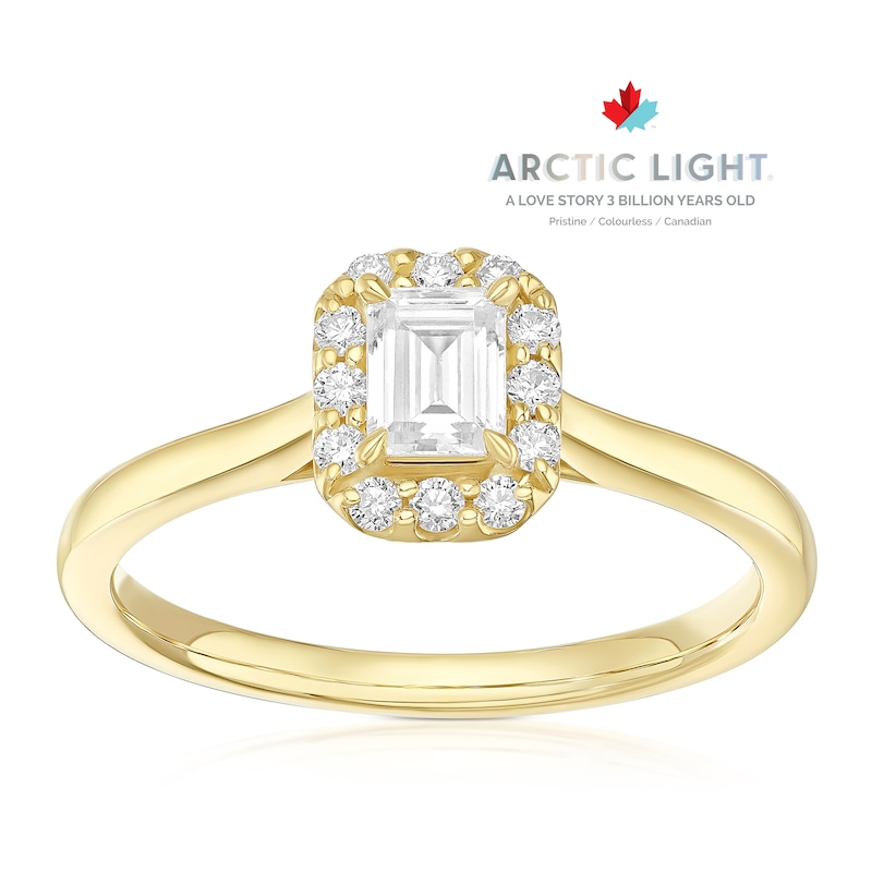 Main Image 1 of Engagement Ring Arctic Light 18ct Yellow Gold Solitaire Halo  0.40ct Diamond Ring