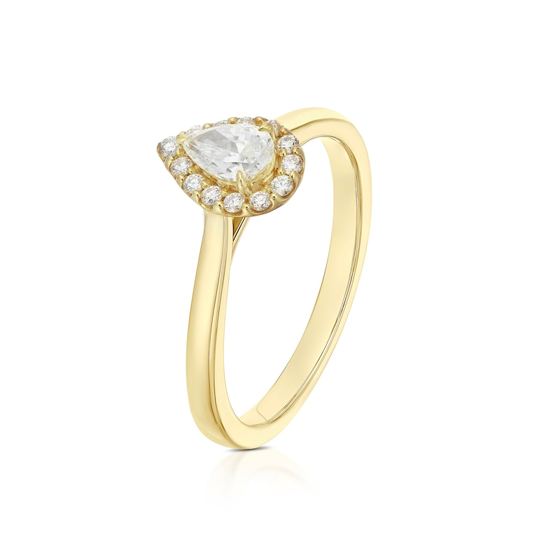 Main Image 2 of Engagement Ring Arctic Light 18ct Yellow Gold Pear Solitaire Halo 0.40ct Diamond Ring