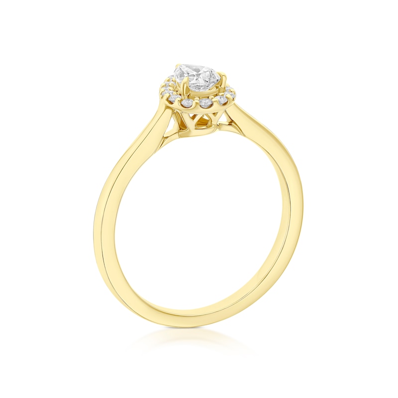 Main Image 3 of Engagement Ring Arctic Light 18ct Yellow Gold Pear Solitaire Halo 0.40ct Diamond Ring
