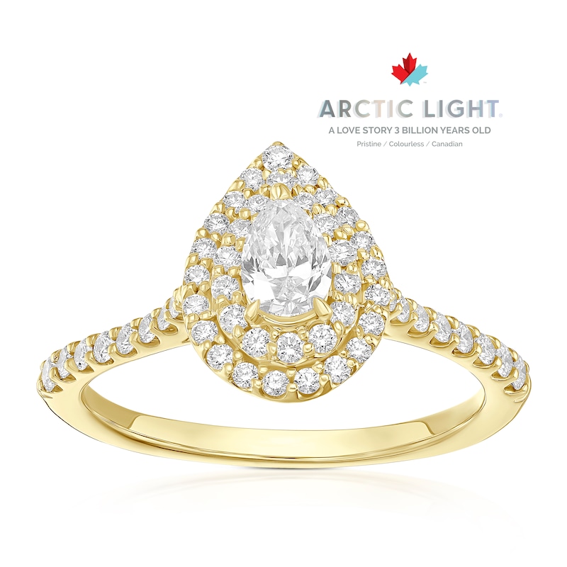 Main Image 1 of Engagement Ring Arctic Light 18ct Yellow Gold Double Halo 0.66ct Diamond Ring