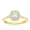 Thumbnail Image 1 of Engagement Ring Origin 18ct Yellow Gold Emerald Shaped Halo & Trilogy 0.50ct Diamond Ring