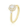Thumbnail Image 2 of Engagement Ring Origin 18ct Yellow Gold Emerald Shaped Halo & Trilogy 0.50ct Diamond Ring