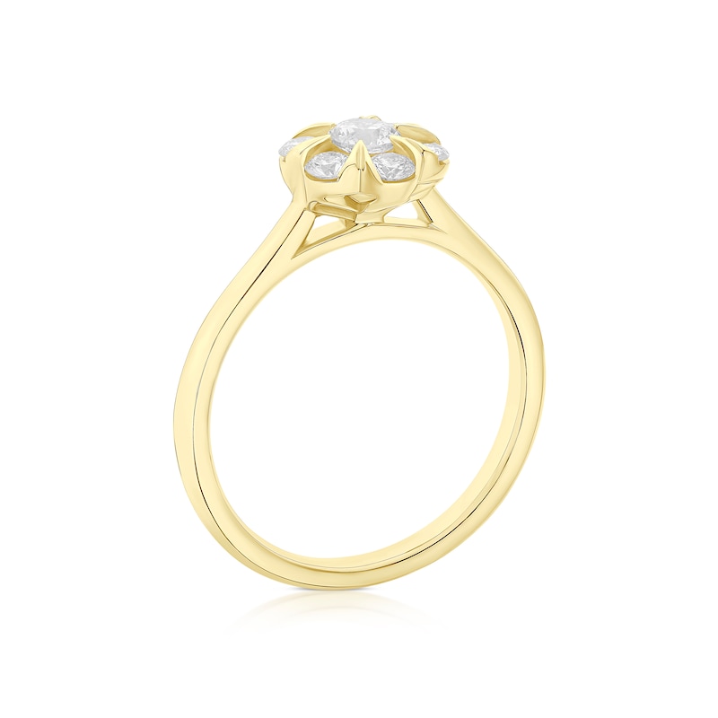 Main Image 2 of Engagement Ring Origin 18ct Yellow Gold Flower Shaped Halo 0.50ct Diamond Ring