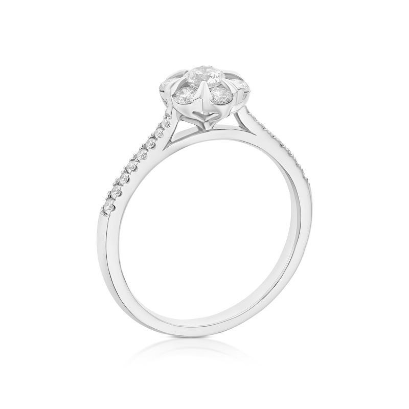 Main Image 2 of Engagement Ring Origin Platinum Flower Shaped Halo 0.50ct Diamond Ring