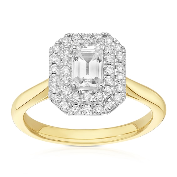 Engagement Ring Origin 18ct Yellow and White Gold Emerald Sh