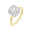 Thumbnail Image 2 of Engagement Ring Origin 18ct Yellow & White Gold Emerald Shaped Double Halo 0.75ct Diamond Ring