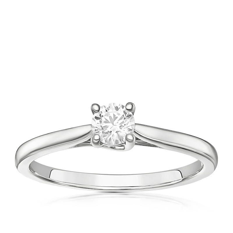Main Image 1 of Engagement Ring 18ct White Gold 0.25ct Diamond Four Claw Solitaire Diamond Ring