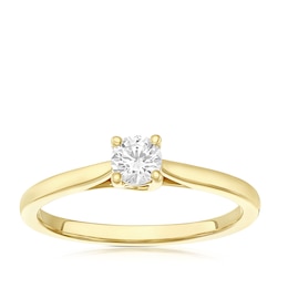 Engagement Ring 18ct Yellow Gold 0.25ct Diamond Four Claw Solitaire Diamond Ring