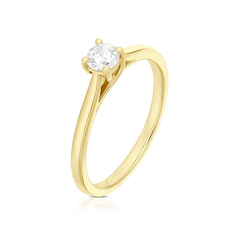 Main Image 2 of Engagement Ring 18ct Yellow Gold 0.25ct Diamond Four Claw Solitaire Diamond Ring