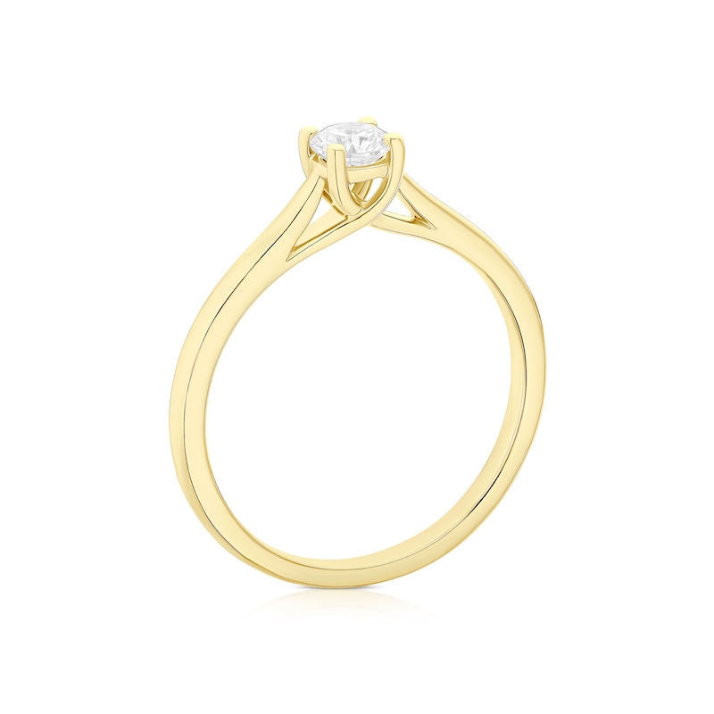 Main Image 3 of Engagement Ring 18ct Yellow Gold 0.25ct Diamond Four Claw Solitaire Diamond Ring
