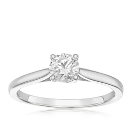Engagement Ring 18ct White Gold 0.50ct Diamond Four Claw Solitaire Diamond Ring