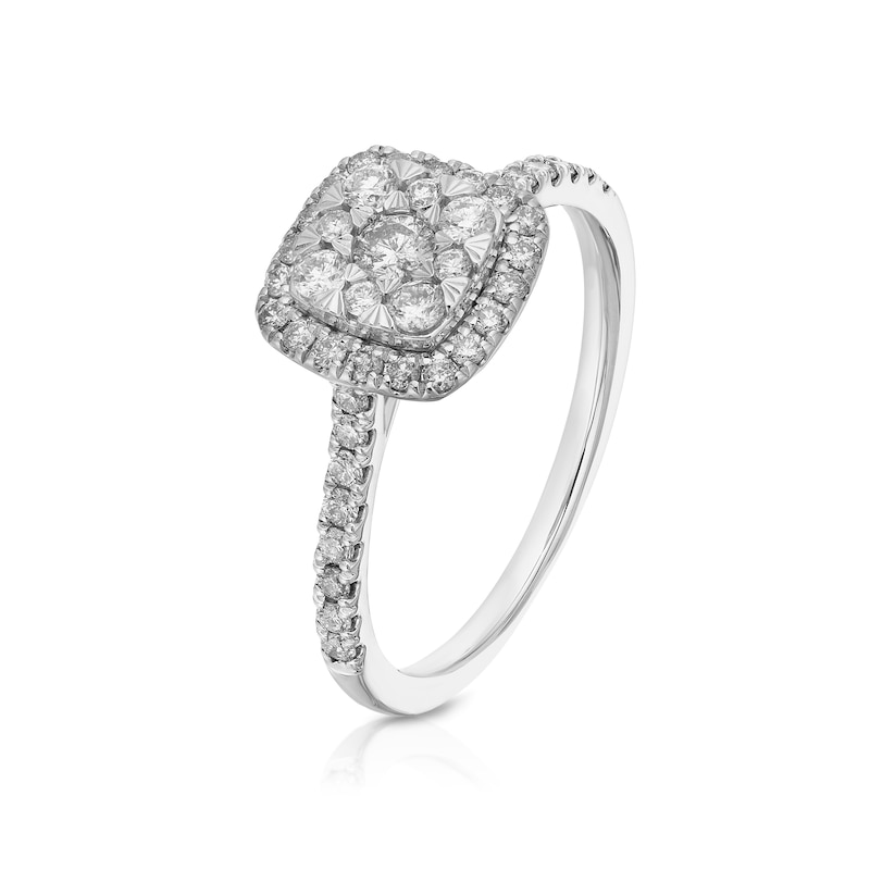 Main Image 2 of Engagement Ring 9ct White Gold Cushion Cluster 0.50ct Diamond Ring
