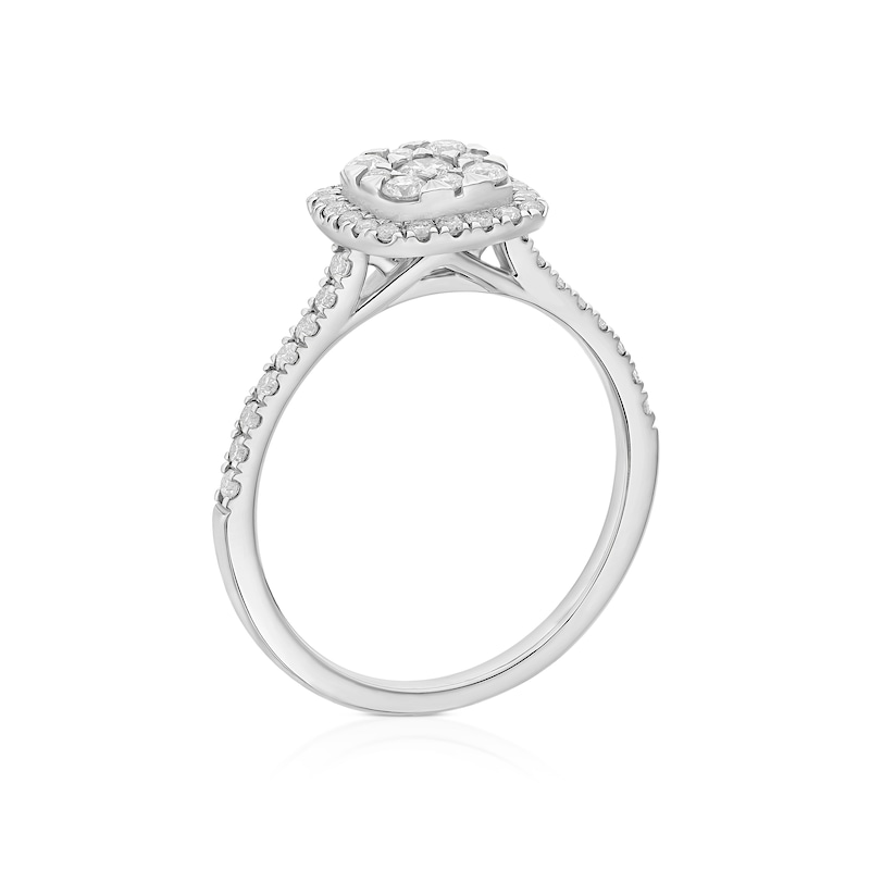 Main Image 3 of Engagement Ring 9ct White Gold Cushion Cluster 0.50ct Diamond Ring