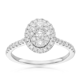 Engagement Ring 9ct White Gold Oval Cluster 0.50ct Diamond Ring
