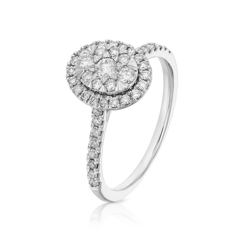 Main Image 2 of Engagement Ring 9ct White Gold Oval Cluster 0.50ct Diamond Ring