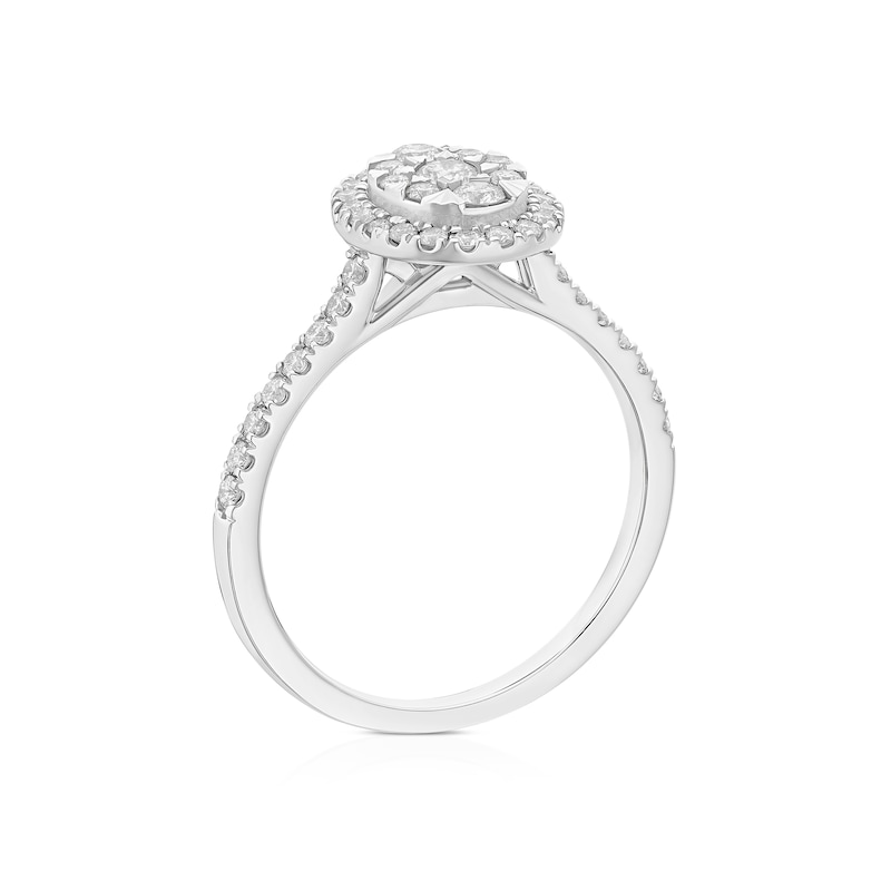 Main Image 3 of Engagement Ring 9ct White Gold Oval Cluster 0.50ct Diamond Ring