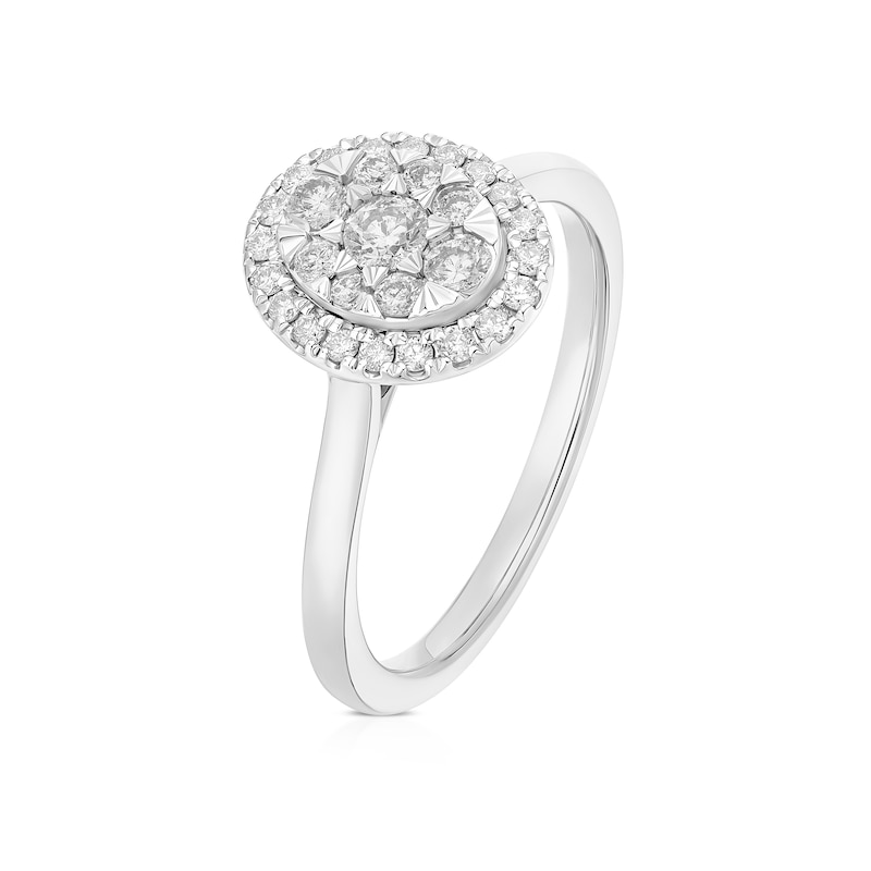 Main Image 2 of Engagement Ring 9ct White Gold Oval Cluster 0.40ct Diamond Ring