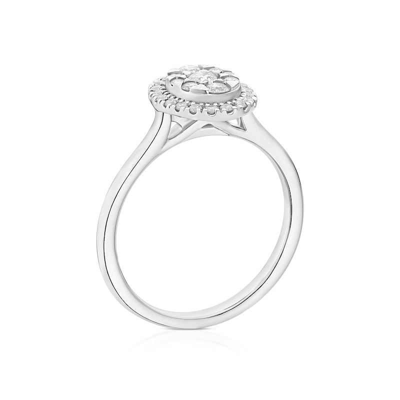 Main Image 3 of Engagement Ring 9ct White Gold Oval Cluster 0.40ct Diamond Ring