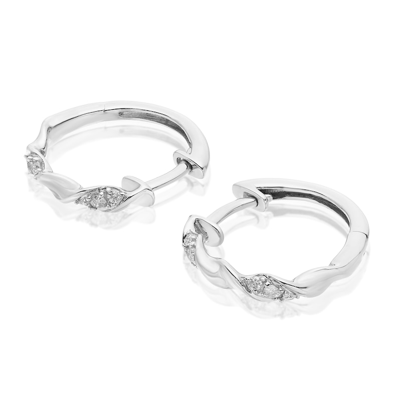 Main Image 2 of Sterling Silver 0.12ct Diamond Twist Hoop Earrings