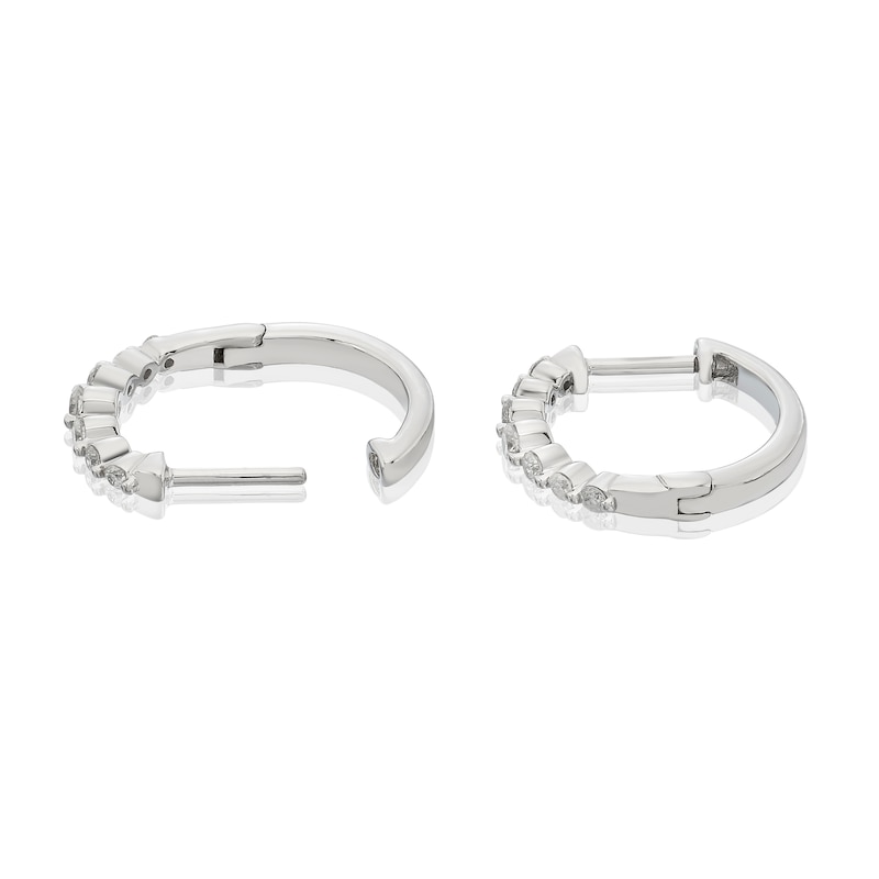 Main Image 2 of 9ct White Gold 15mm 0.25ct Diamond Graduated Hoop Earrings