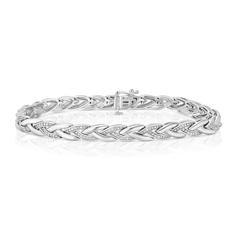 Main Image 1 of Sterling Silver 0.25ct Diamond Interlink Line Bracelet