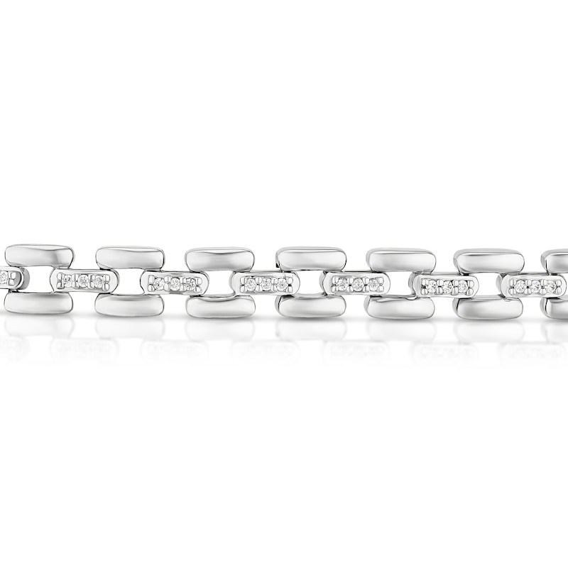 Main Image 2 of Sterling Silver 0.30ct Diamond Panther Link Bracelet