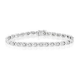 Sterling Silver 0.10ct Diamond Illusion Kiss Tennis Bracelet