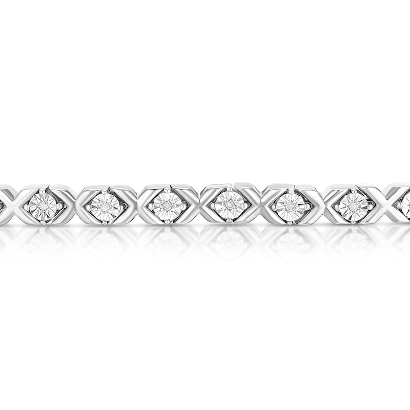 Main Image 2 of Sterling Silver 0.10ct Diamond Illusion Kiss Tennis Bracelet