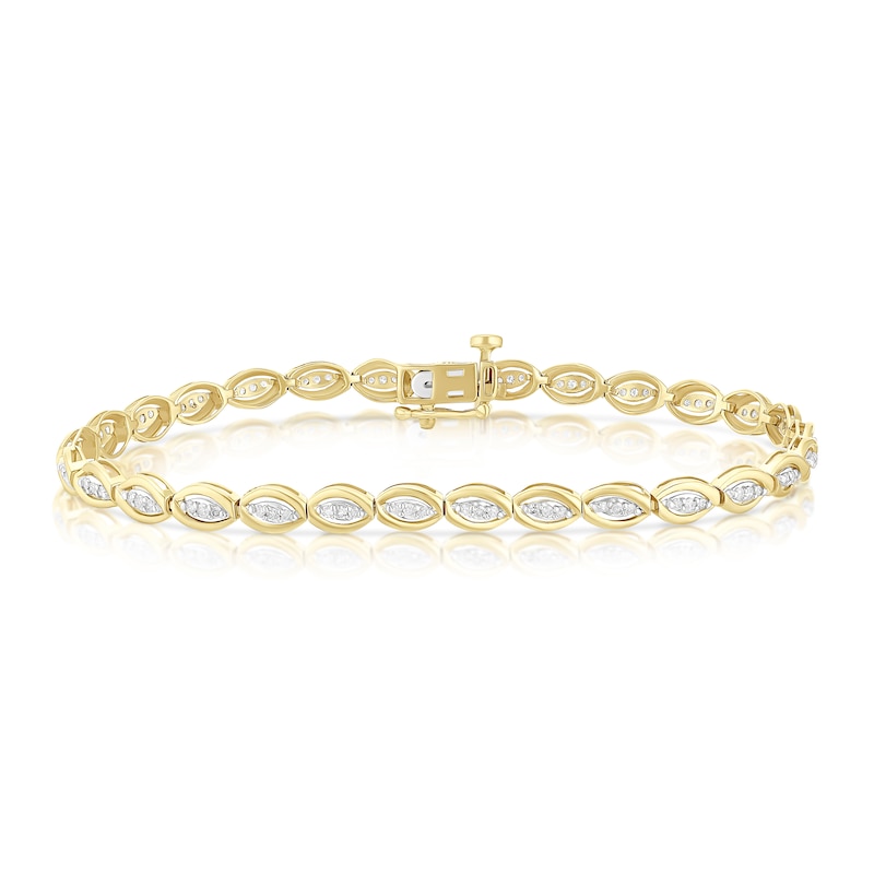 Main Image 1 of 9ct Yellow Gold 0.50ct Diamond Oval Link Line Bracelet