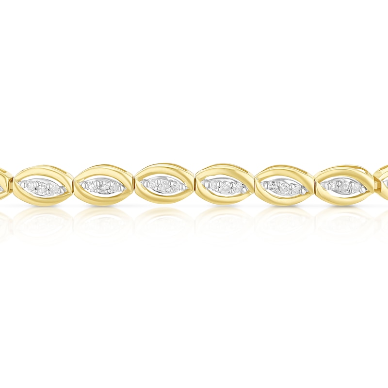 Main Image 2 of 9ct Yellow Gold 0.50ct Diamond Oval Link Line Bracelet