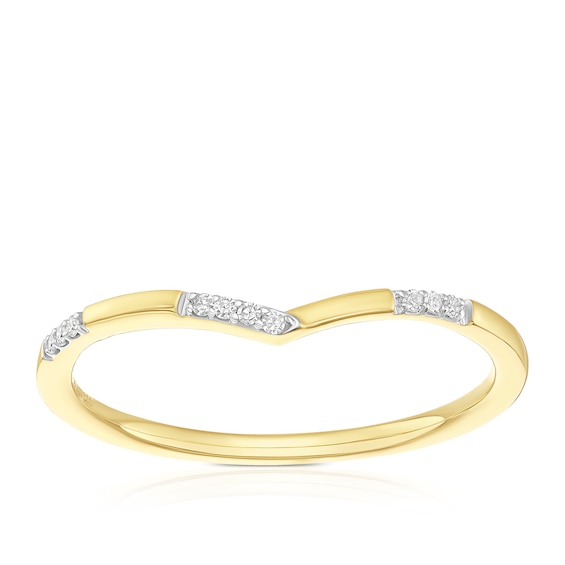 9ct Yellow Gold Diamond Wishbone Stacking Ring