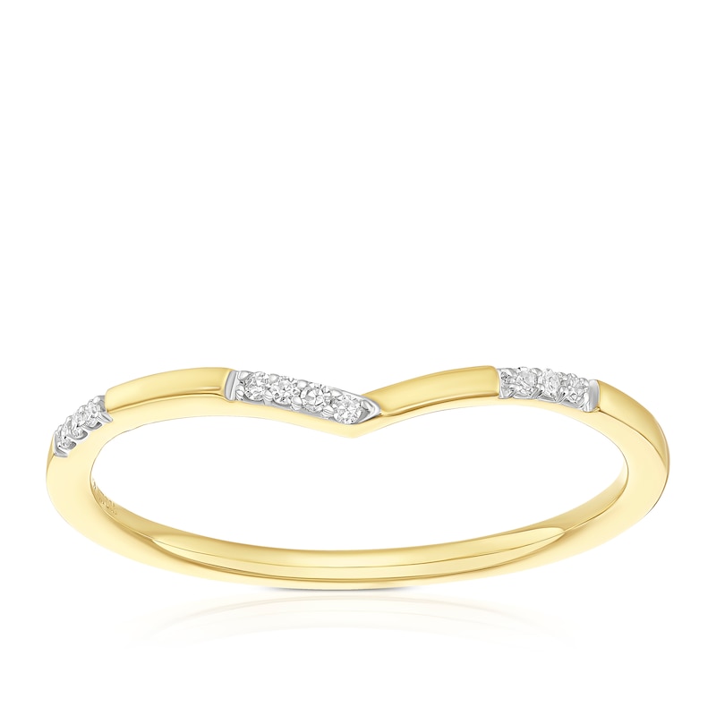 Main Image 1 of 9ct Yellow Gold Diamond Wishbone Stacking Ring