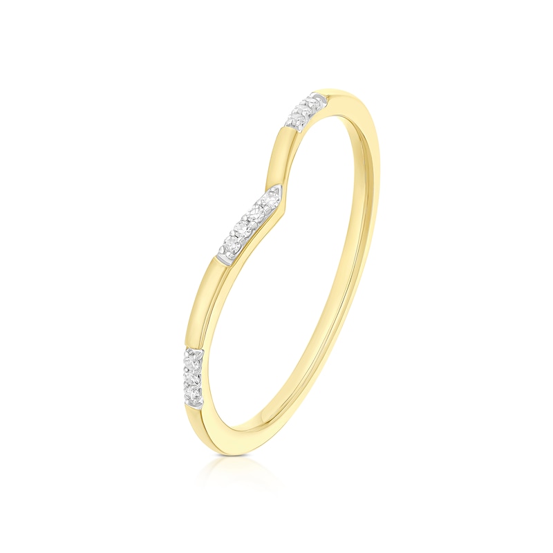 Main Image 2 of 9ct Yellow Gold Diamond Wishbone Stacking Ring